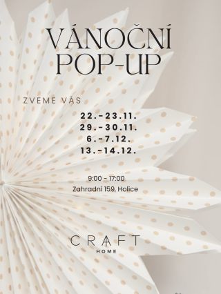 🎄 Vánoční pop up v Crafthome Zveme vás na adventní POP UP plný klidu, vůně jehličí a jemných detailů. Objevte ručně...
